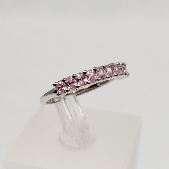 Sterling Silver Pink Stack Ring - Picture 9 of 13